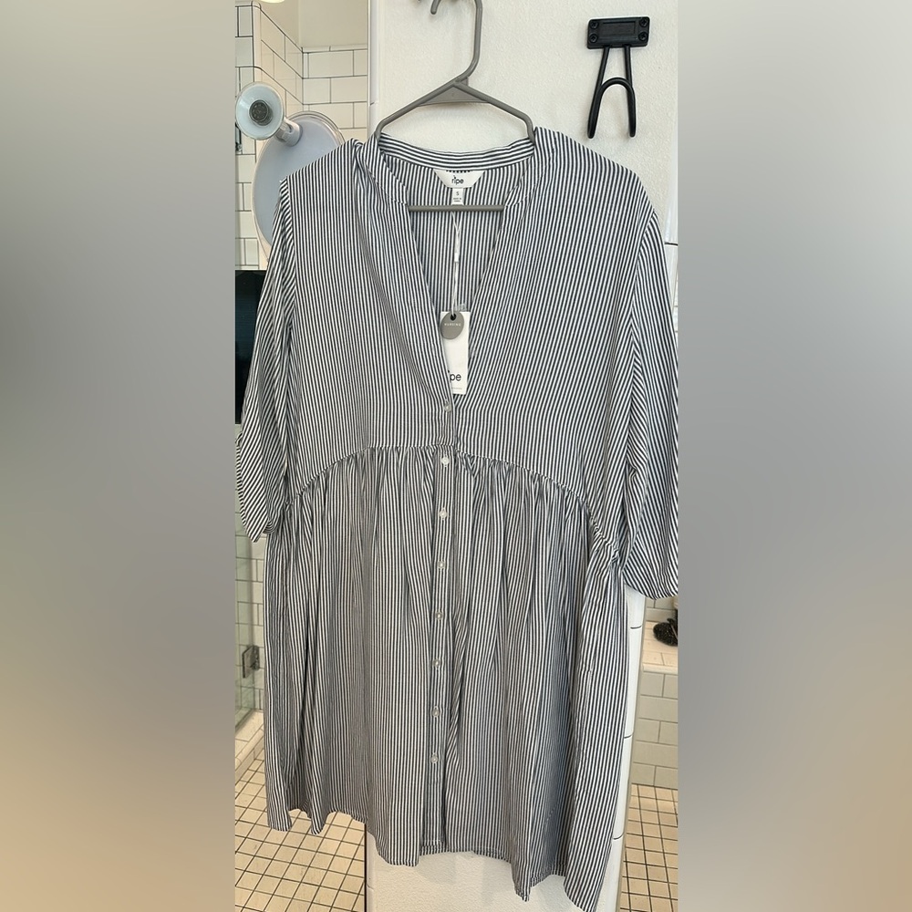 Ripe Striped Nursing Top in Blue and White
